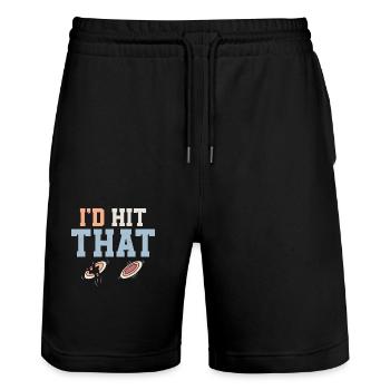 I'd Hit That Trapshooting ClaySkeet Shooting - Stanley/Stella Trainer Unisex Organic Jogging Shorts - black - Front - Nik (191cm) & Marisol (170cm)