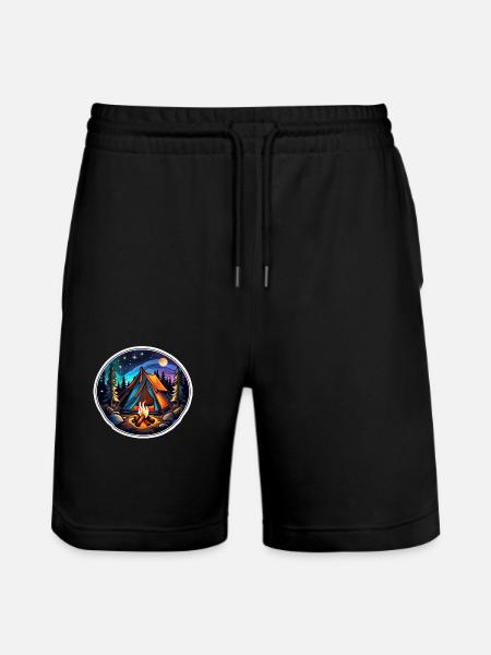 Camping, tent and campfire - Stanley/Stella Trainer Unisex Organic Jogging Shorts - black