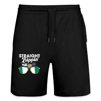 Straight Trippin' Nigeria Vacances Tour Voyage - Short de jogging bio TRAINER Stanley/Stella unisexe - noir - Devant - Nik (191cm) & Marisol (170cm)