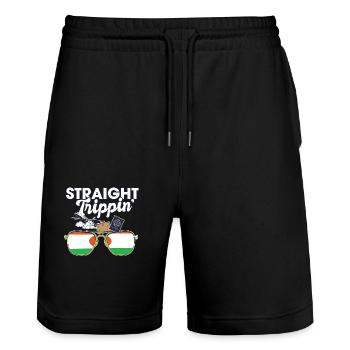 Straight Trippin' Nigeria Vacances Tour Voyage - Short de jogging bio TRAINER Stanley/Stella unisexe - noir - Devant - Nik (191cm) & Marisol (170cm)