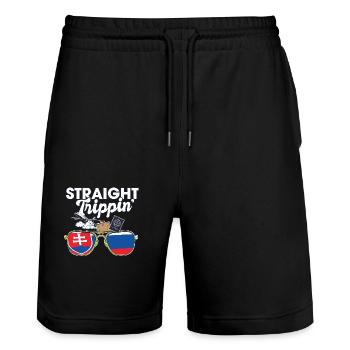 Straight Trippin' Slovakia Vacation Tour Travel - Stanley/Stella Trainer Unisex Organic Jogging Shorts - black - Front - Nik (191cm) & Marisol (170cm)