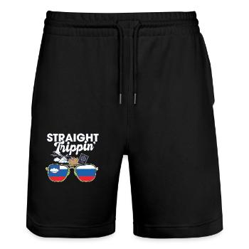 Straight Trippin' Slovenia Vacation Tour Travel - Stanley/Stella Unisex Bio Joggingshorts Trainer  - Schwarz - Vorne - Nik (191cm) & Marisol (170cm)