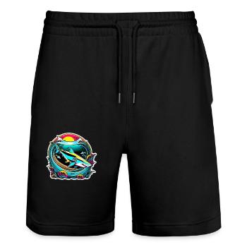 requin - Short de jogging bio TRAINER Stanley/Stella unisexe - noir - Devant - Nik (191cm) & Marisol (170cm)