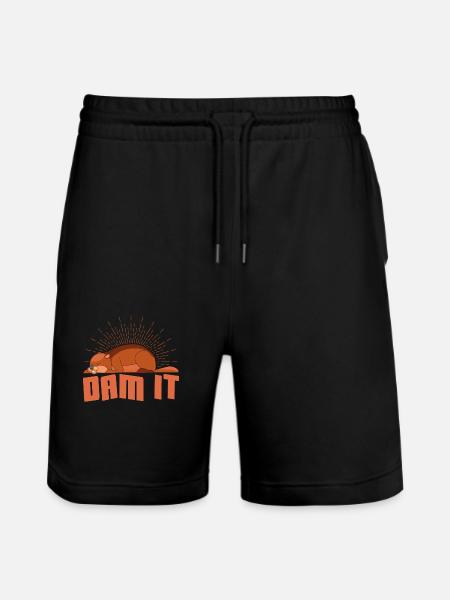 Dam It Animal Beaver Rodent - Stanley/Stella Trainer Unisex Organic Jogging Shorts - black