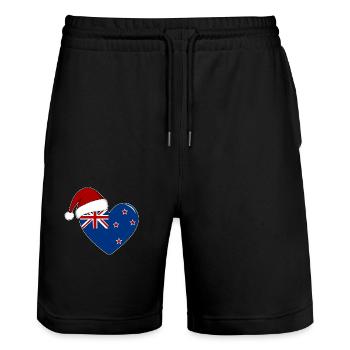 Coeur de Noël drapeau Nouvelle-Zélande - Short de jogging bio TRAINER Stanley/Stella unisexe - noir - Devant - Nik (191cm) & Marisol (170cm)