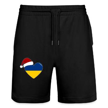 Coeur de Noël drapeau de l’Ukraine - Short de jogging bio TRAINER Stanley/Stella unisexe - noir - Devant - Nik (191cm) & Marisol (170cm)
