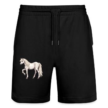 Cheval blanc - Short de jogging bio TRAINER Stanley/Stella unisexe - noir - Devant - Nik (191cm) & Marisol (170cm)