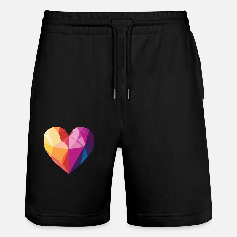 Liebe - Low Poly Herz - Stanley/Stella Unisex Bio Joggingshorts Trainer  - Schwarz
