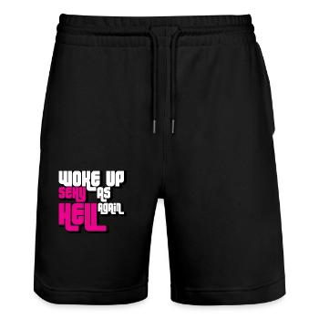 Réveillé sexy comme l’enfer à nouveau drôle confiance en soi - Short de jogging bio TRAINER Stanley/Stella unisexe - noir - Devant - Nik (191cm) & Marisol (170cm)