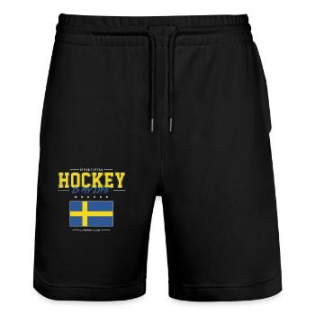 Hockey is my Life - Stanley/Stella Unisex Bio Joggingshorts Trainer  - Schwarz - Vorne - Nik (191cm) & Marisol (170cm)