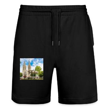 The Munsterkerk (Munsterkerk) in Roermond in the p - Stanley/Stella Trainer Unisex Organic Jogging Shorts - black - Front - Nik (191cm) & Marisol (170cm)