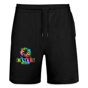 Cancun 2024 Holiday Colorful - Stanley/Stella Trainer Unisex Organic Jogging Shorts - black - Front - Nik (191cm) & Marisol (170cm)