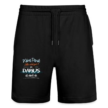 Darius - Keine Panik. Alles wird gut - Stanley/Stella Unisex Bio Joggingshorts Trainer  - Schwarz - Vorne - Nik (191cm) & Marisol (170cm)