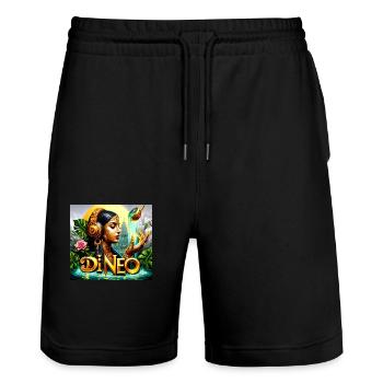Most Beautiful Headphone Girl - Stanley/Stella Unisex Bio Joggingshorts Trainer  - Schwarz - Vorne - Nik (191cm) & Marisol (170cm)