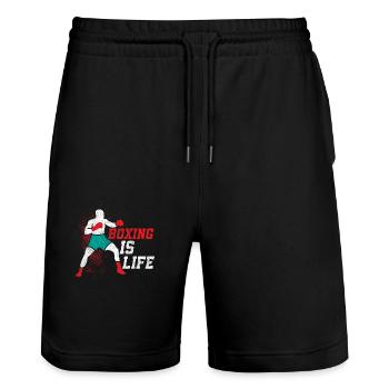 Boxing Is Life Boxer Training - Stanley/Stella Trainer Unisex Organic Jogging Shorts - black - Front - Nik (191cm) & Marisol (170cm)