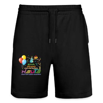 Birthday Birthday - Today I can do everything - Stanley/Stella Trainer Unisex Organic Jogging Shorts - black - Front - Nik (191cm) & Marisol (170cm)