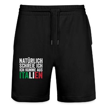 Italy Italian Vaffanculo - Stanley/Stella Trainer Unisex Organic Jogging Shorts - black - Front - Nik (191cm) & Marisol (170cm)