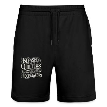 Quilting Are The Quilters Called Piecemakers - Stanley/Stella Unisex Bio Joggingshorts Trainer  - Schwarz - Vorne - Nik (191cm) & Marisol (170cm)