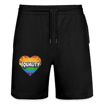 LGBTQ Equality - Stanley/Stella Trainer Unisex Organic Jogging Shorts - black - Front - Nik (191cm) & Marisol (170cm)