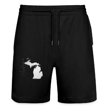 Michigan (United States) | real volleyball | Map Sct - Stanley/Stella Trainer Unisex Organic Jogging Shorts - black - Front - Nik (191cm) & Marisol (170cm)
