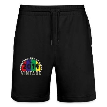 Vintage 2014 Retro - Bursdag - Stanley/Stella Trainer Unisex Organic Jogging Shorts - black - Front - Nik (191cm) & Marisol (170cm)