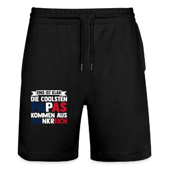 Franzosen Französisch Frankreich - Stanley/Stella Unisex Bio Joggingshorts Trainer  - Schwarz - Vorne - Nik (191cm) & Marisol (170cm)