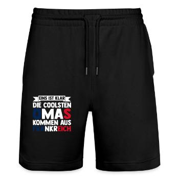 Franzosen Französisch Frankreich - Stanley/Stella Unisex Bio Joggingshorts Trainer  - Schwarz - Vorne - Nik (191cm) & Marisol (170cm)