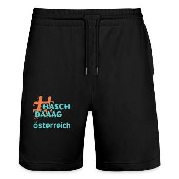 Austria Österreich - Stanley/Stella Unisex Bio Joggingshorts Trainer  - Schwarz - Vorne - Nik (191cm) & Marisol (170cm)