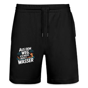 Aus dem Weg, ich muss aufs Wasser - Stanley/Stella Unisex Bio Joggingshorts Trainer  - Schwarz - Vorne - Nik (191cm) & Marisol (170cm)