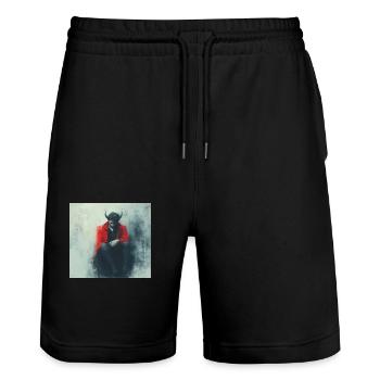 Devil - Stanley/Stella Trainer Unisex Organic Jogging Shorts - black - Front - Nik (191cm) & Marisol (170cm)