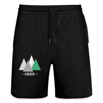 Conception de logo vert HIKING - Short de jogging bio TRAINER Stanley/Stella unisexe - noir - Devant - Nik (191cm) & Marisol (170cm)