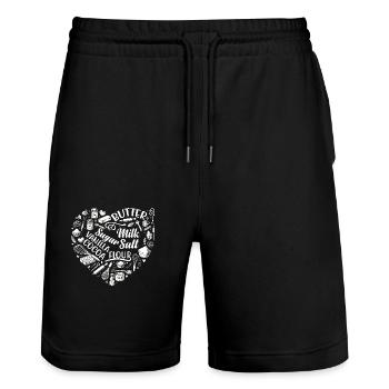 Herz Backen Gebäckbäck Bäcker Brot Backen Kuchen Bäcker - Stanley/Stella Unisex Bio Joggingshorts Trainer  - Schwarz - Vorne - Nik (191cm) & Marisol (170cm)