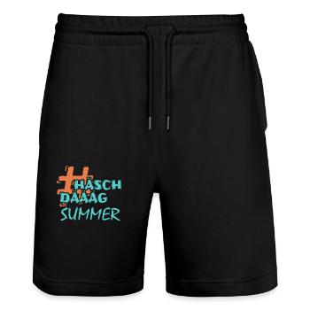 Buzzer - Stanley/Stella Trainer Unisex Organic Jogging Shorts - black - Front - Nik (191cm) & Marisol (170cm)