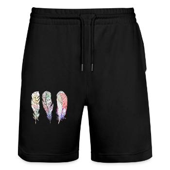 Feder - Stanley/Stella Unisex Bio Joggingshorts Trainer  - Schwarz - Vorne - Nik (191cm) & Marisol (170cm)