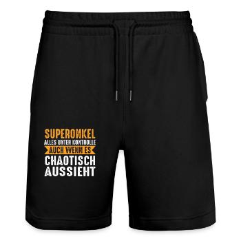 Onkel - Stanley/Stella Unisex Bio Joggingshorts Trainer  - Schwarz - Vorne - Nik (191cm) & Marisol (170cm)