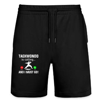 Le taekwondo vous appelle - Short de jogging bio TRAINER Stanley/Stella unisexe - noir - Devant - Nik (191cm) & Marisol (170cm)