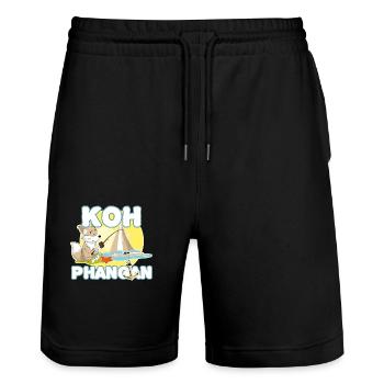 Sailing Fishing k8h phangan - Stanley/Stella Trainer Unisex Organic Jogging Shorts - black - Front - Nik (191cm) & Marisol (170cm)