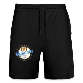 Mykonos Cyclades Islands Greece Souvenir - Stanley/Stella Trainer Unisex Organic Jogging Shorts - black - Front - Nik (191cm) & Marisol (170cm)