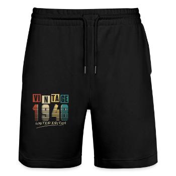 1948 Vintage 1948 Born in 1948 Birthday. Year 2 - Stanley/Stella Trainer Unisex Organic Jogging Shorts - black - Front - Nik (191cm) & Marisol (170cm)