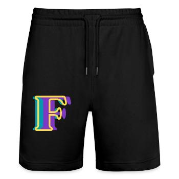 Letter f multicoloured - original gift idea - Stanley/Stella Trainer Unisex Organic Jogging Shorts - black - Front - Nik (191cm) & Marisol (170cm)