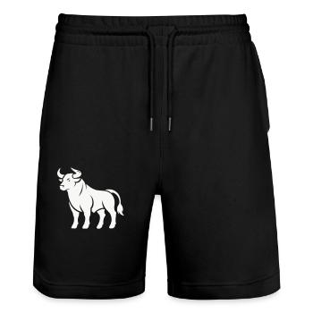bull - Stanley/Stella Trainer Unisex Organic Jogging Shorts - black - Front - Nik (191cm) & Marisol (170cm)