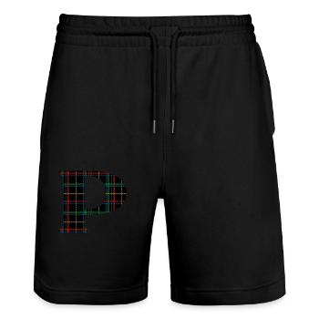 Monogram p scottish tartan - Stanley/Stella Trainer Unisex Organic Jogging Shorts - black - Front - Nik (191cm) & Marisol (170cm)