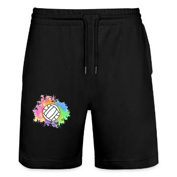 Handball players Handball - Stanley/Stella Trainer Unisex Organic Jogging Shorts - black - Front - Nik (191cm) & Marisol (170cm)