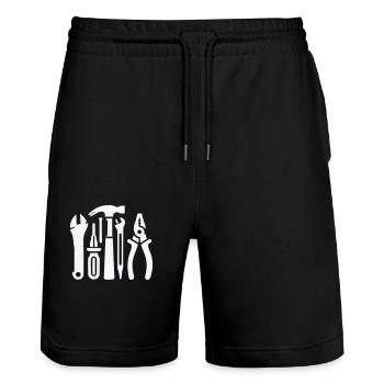 tool - Stanley/Stella Trainer Unisex Organic Jogging Shorts - black - Front - Nik (191cm) & Marisol (170cm)