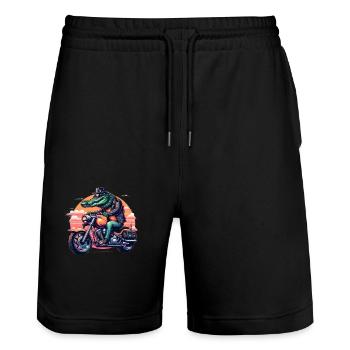 Motorrad,motorcycle,dirkbike motocross - Stanley/Stella Unisex Bio Joggingshorts Trainer  - Schwarz - Vorne - Nik (191cm) & Marisol (170cm)