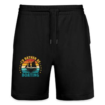 I'd Rather Be Boating Paddle Boat - Stanley/Stella Trainer Unisex Organic Jogging Shorts - black - Front - Nik (191cm) & Marisol (170cm)