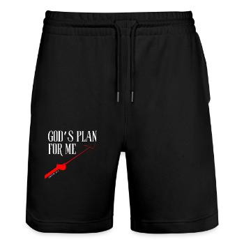 God’s Plan for Me – Jeremiah 29:11 - Stanley/Stella Trainer Unisex Organic Jogging Shorts - black - Front - Nik (191cm) & Marisol (170cm)