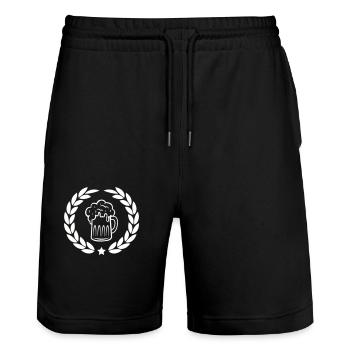 bier lorbeerkranz - Stanley/Stella Unisex Bio Joggingshorts Trainer  - Schwarz - Vorne - Nik (191cm) & Marisol (170cm)