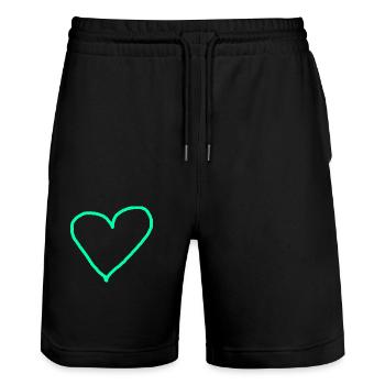 Turquoise Heart Gift Idea Turquoise Green Blue Love - Stanley/Stella Trainer Unisex Organic Jogging Shorts - black - Front - Nik (191cm) & Marisol (170cm)