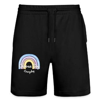 Sag´ja zum Leben - mit Stil! - Stanley/Stella Unisex Bio Joggingshorts Trainer  - Schwarz - Vorne - Nik (191cm) & Marisol (170cm)